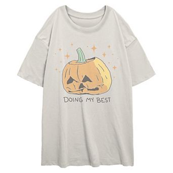 Juniors' Doing My Best Halloween Jack-O-Lantern Oversized Graphic Tee