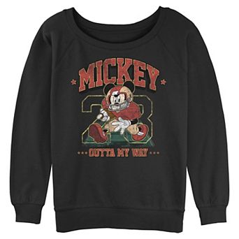 Juniors' Disney's Mickey Mouse Outta My Way Football Graphic Pullover