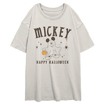Juniors' Disney's Mickey Mouse Ghost Costume Happy Halloween Oversized Graphic Tee