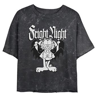 Juniors' Garfield Fright Night Vampire Halloween Costume Cropped Graphic Tee