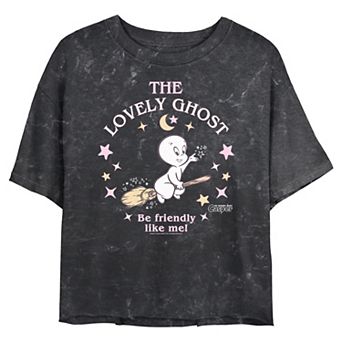 Juniors' Casper The Lovely Ghost Cropped Graphic Tee