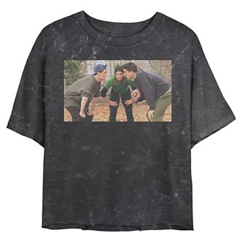 Juniors' Friends The One With The Football Thanksgiving Huddle Cropped Graphic Tee