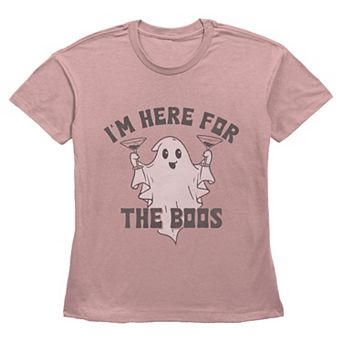 Women's I'm Here For The Boos Ghost Halloween Graphic Tee