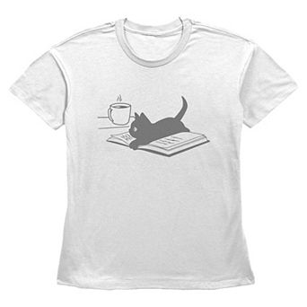 Women's Kitty On A Book Graphic Tee
