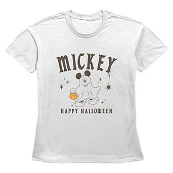 Women's Disney's Mickey Mouse Happy Halloween Ghost Costume Graphic Tee