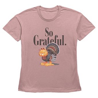 Women's Garfield So Grateful Thanksgiving Turkey Graphic Tee