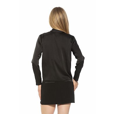 Women's ALEXIA ADMOR Silky Lace Combo Blouse With Scarf Detail