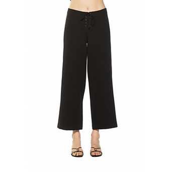 Women's ALEXIA ADMOR Lucia Front Lace Up Cropped Wide Leg Pants