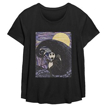 Plus Size Disney's The Nightmare Before Christmas Jack Skellington The Scream Painting Flowy Graphic Tee
