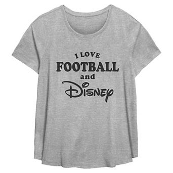 Plus Size I Love Football and Disney Flowy Graphic Tee
