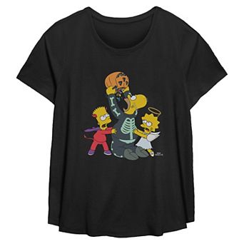 Plus Size The Simpsons Homer, Bart & Lisa Halloween Costumes & Candy Flowy Graphic Tee