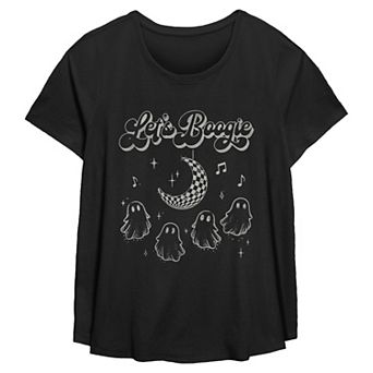Plus Size Let's Boogie Halloween Ghosts Flowy Graphic Tee