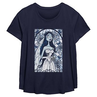 Plus Size Corpse Bride Emily Stained Glass Flowy Graphic Tee
