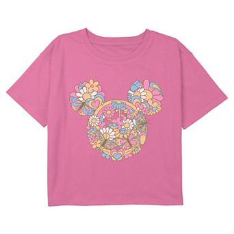 Girls 6-16 Disney's Mickey Mouse Flowers & Butterflies Boxy Cropped Graphic Tee