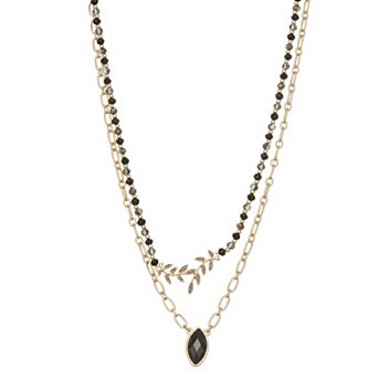 lonna & lilly Gold Tone 2 Row Pendant Necklace