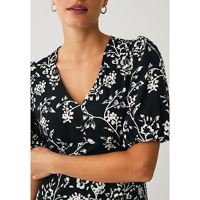Ellos Plus Size V Neck Midi Dress With Short Sleeves