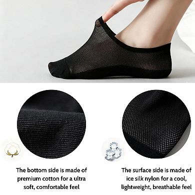 Womens No Show Socks Thin Ice Silk Breathable Non Slip For Flats Office Work