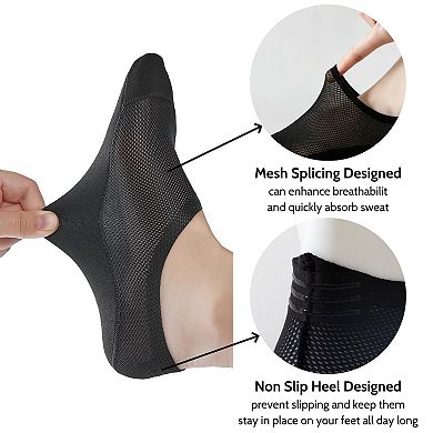 Womens No Show Socks Thin Ice Silk Breathable Non Slip For Flats Office Work