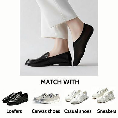 Womens No Show Socks Thin Ice Silk Breathable Non Slip For Flats Office Work