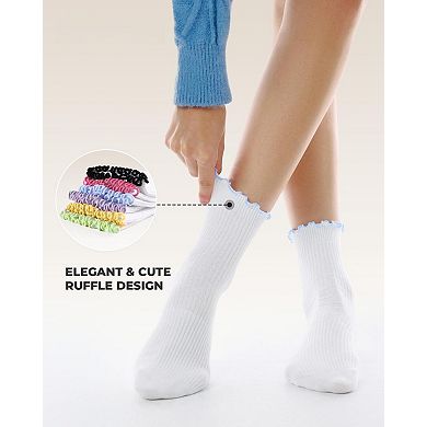 Womens Soft Breathable Ruffle Ankle Crew Socks Cute Frilly Comfortable