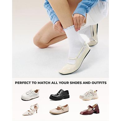 Womens Soft Breathable Ruffle Ankle Crew Socks Cute Frilly Comfortable
