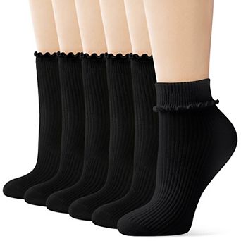 Womens Soft Breathable Ruffle Ankle Crew Socks Cute Frilly Comfortable