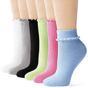 Womens Soft Breathable Ruffle Ankle Crew Socks Cute Frilly Comfortable