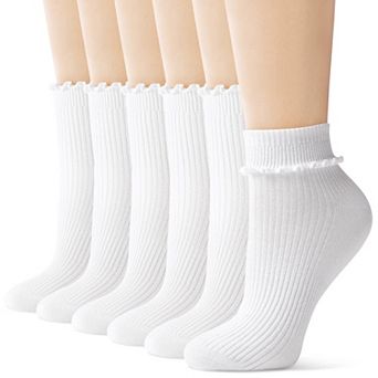 Womens Soft Breathable Ruffle Ankle Crew Socks Cute Frilly Comfortable
