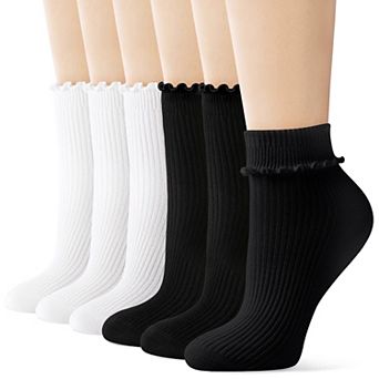Womens Soft Breathable Ruffle Ankle Crew Socks Cute Frilly Comfortable