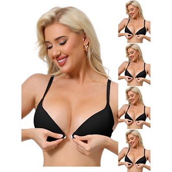 5 Packs Women's Push Up Underwire Bralette Adjustable Straps Bras with Front Closure