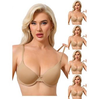 5 Packs Women's Underwired Minimizers Ice Silk Full Cup Bralettes Push Up Bra Adjustable Straps