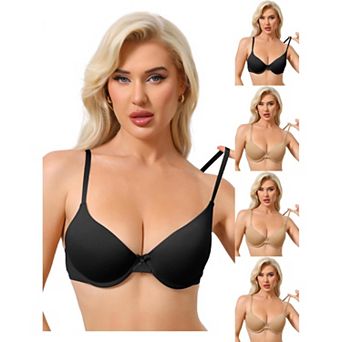 5 Packs Women's Underwired Minimizers Ice Silk Full Cup Bralettes Push Up Bra Adjustable Straps