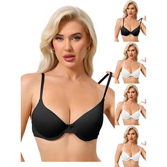 5 Packs Women's Underwired Minimizers Ice Silk Full Cup Bralettes Push Up Bra Adjustable Straps