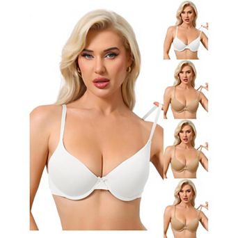 5 Packs Women's Underwired Minimizers Ice Silk Full Cup Bralettes Push Up Bra Adjustable Straps