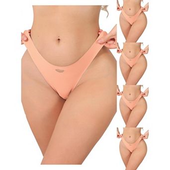 5 Packs Women's Seamless Underwear No Show Ice Silk Low Rise Bikini Cute Heart Cutout Briefs