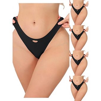 5 Packs Women's Seamless Underwear No Show Ice Silk Low Rise Bikini Cute Heart Cutout Briefs