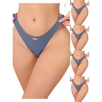 5 Packs Women's Seamless Underwear No Show Ice Silk Low Rise Bikini Cute Heart Cutout Briefs