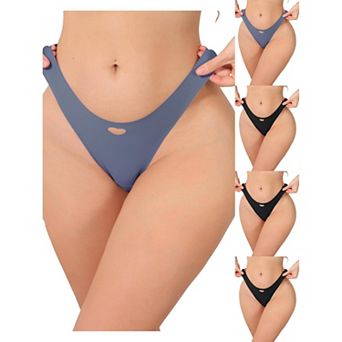 5 Packs Women's Seamless Underwear No Show Ice Silk Low Rise Bikini Cute Heart Cutout Briefs