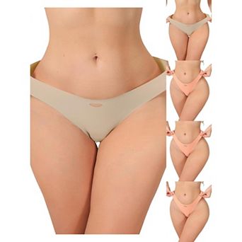 5 Packs Women's Seamless Underwear No Show Ice Silk Low Rise Bikini Cute Heart Cutout Briefs