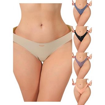 5 Packs Women's Seamless Underwear No Show Ice Silk Low Rise Bikini Cute Heart Cutout Briefs