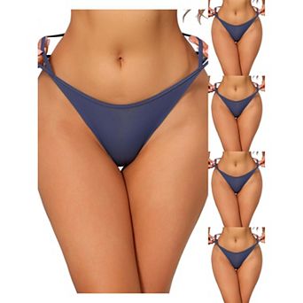 5 Packs Women's Low Waisted String Underwear High Cut Ice Slik Briefs Thongs