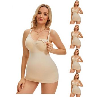 5 Packs Women's Nursing Cami with Adjustable Straps Breastfeeding V Neck Built-In Bra Vest