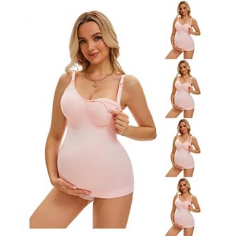 5 Packs Women's Nursing Cami with Adjustable Straps Breastfeeding V Neck Built-In Bra Vest