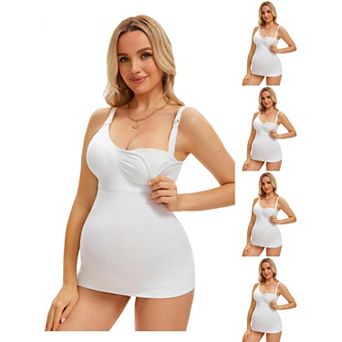 5 Packs Women's Nursing Cami with Adjustable Straps Breastfeeding V Neck Built-In Bra Vest