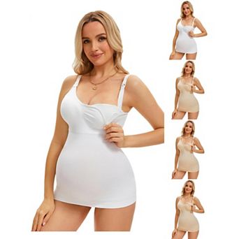 5 Packs Women's Nursing Cami with Adjustable Straps Breastfeeding V Neck Built-In Bra Vest
