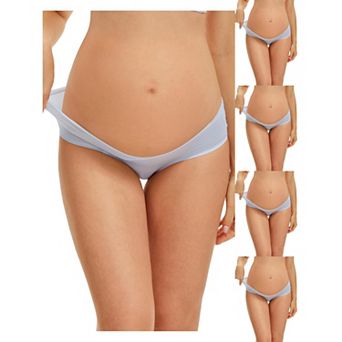 5 Packs Women's Maternity Underwear Ice Silk V-Shaped Belly Support Low Rise Seamless Briefs