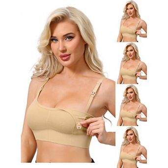 5 Packs Women's Nursing Bras Wireless Push Up Bralettes Full Coverage Bra Adjustable Straps