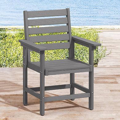 Hearthshire Outdoor Dining Chair with Armrest, Patio Chair for Backyard