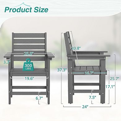 Hearthshire Outdoor Dining Chair with Armrest, Patio Chair for Backyard