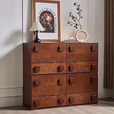 22.8" Modular TV Stand, Stackable Wooden Media Console with 2 Drawers, Modern Storage Unit